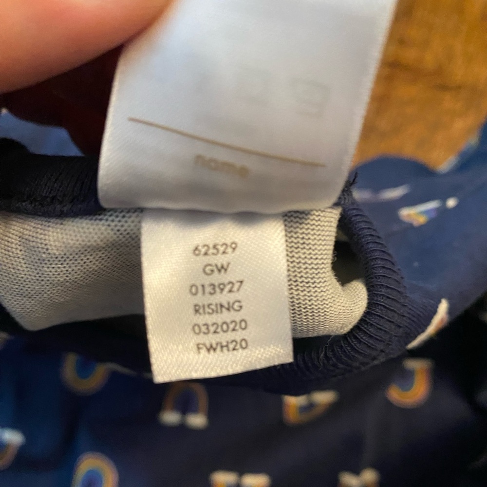 Hanna Andersson 100% cotton shirt dress navy rainbow tiered top size 6/7 (120cm) - Picture 6 of 8